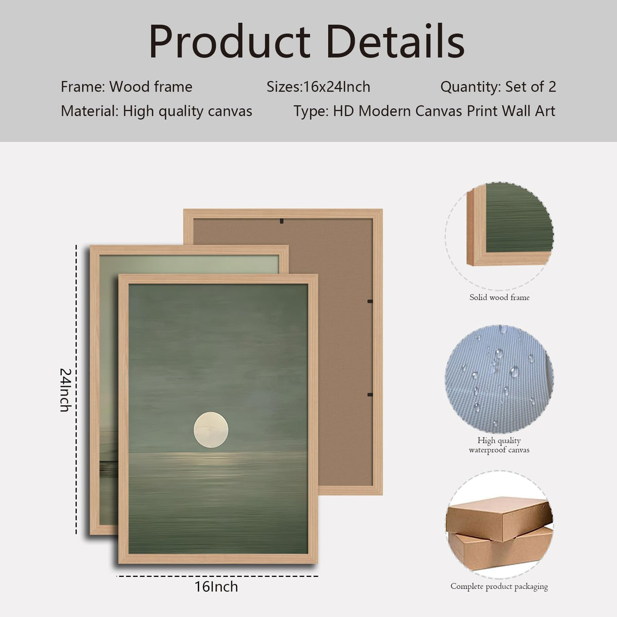 Japanese Zen Wall Art Set of 2 (Sunset / 16"L x 24"W)
