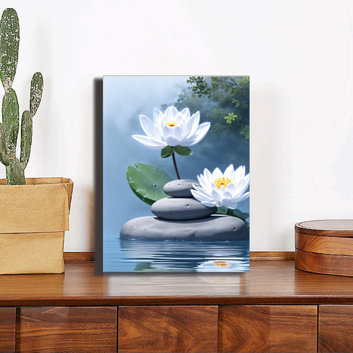 Lotus Flower Pictures Bathroom Decor (16"L x 12"W / Framed B)