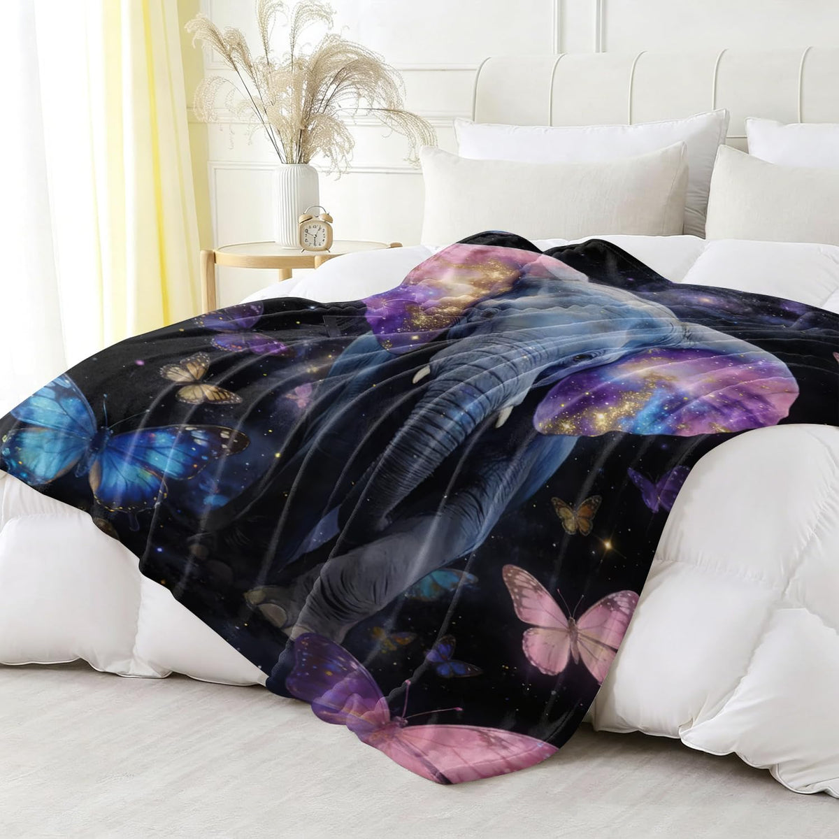 Elephant Fleece Throw Blanket Butterfly Blanket Gifts Room Decor 30"x40" (Elephant / 30"X40")