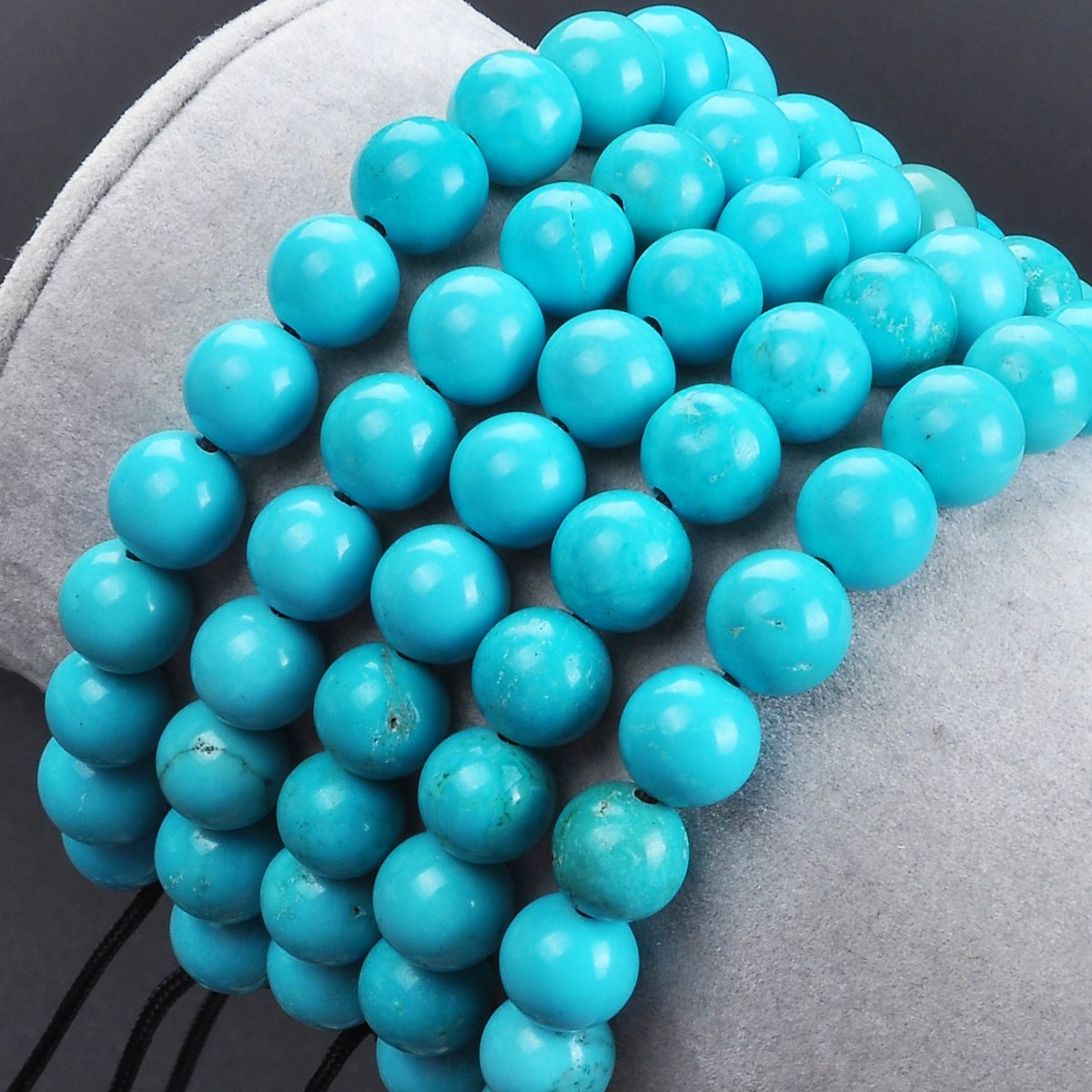 Natural Healing Power Gemstone Crystal Beads Unisex Adjustable Macrame Bracelets 6mm (Blue Turquoise / 6mm)