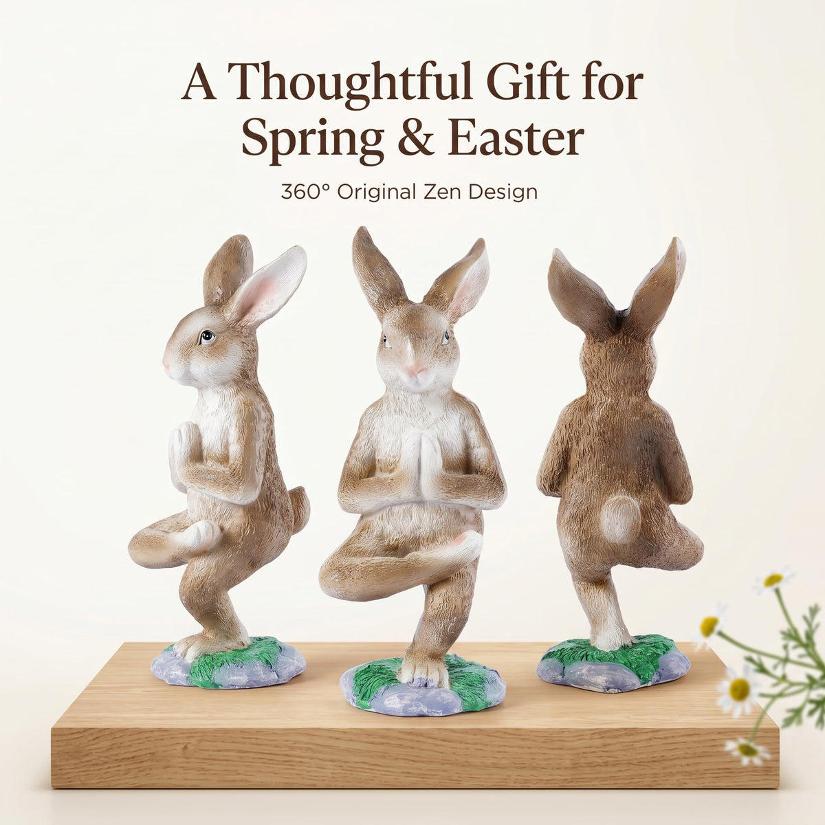 Yoga Bunny Figurines Resin Rabbit Statue Meditation Decor Zen Garden Decor Outdoor Easter Bunnies Decor Small Garden Statues for Outside Home and Outdoor Bunny Decor Yard (Crosslegged)