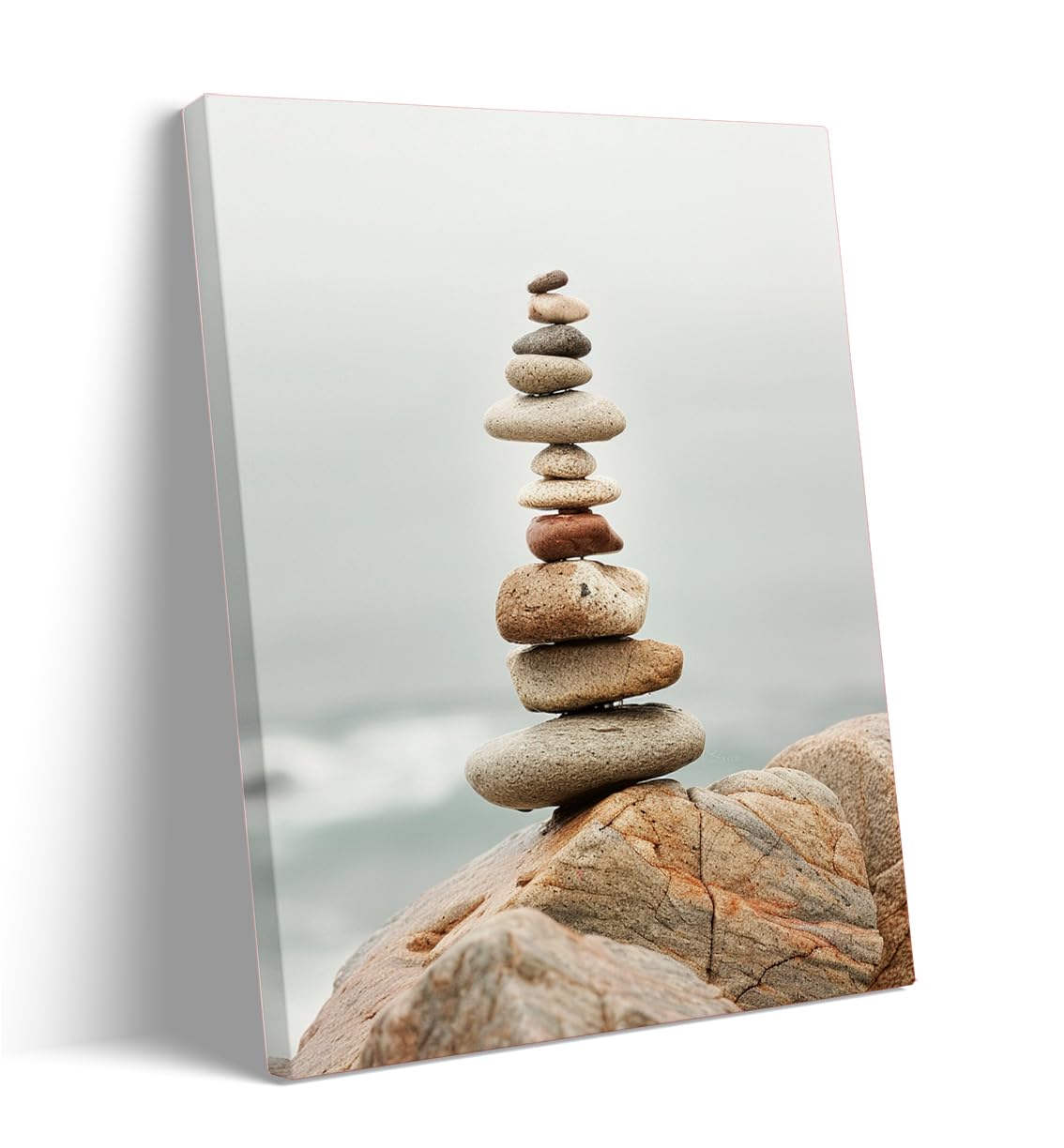 Tall Zen Rock Stack Wall Art (Wood Framed-7 / 11"L x 14"W)