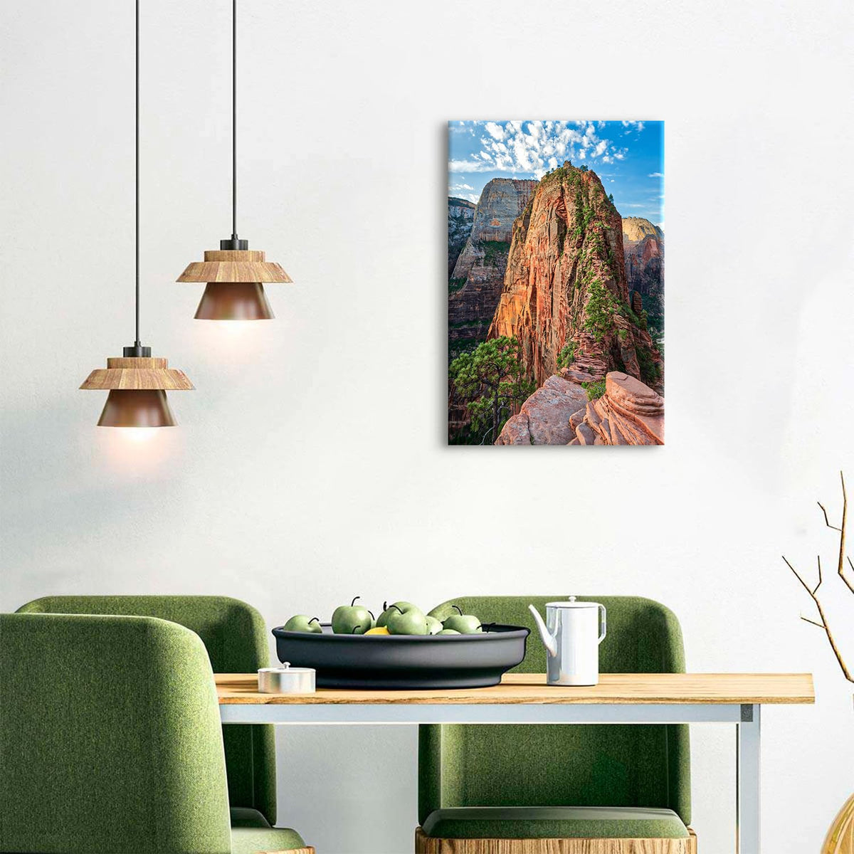 Forest Wall Art Mountain Pictures Wall Decor Zion National Park Posters Utah Angels Landing Landscape Pictures Nature Zion Canyon Painting Artwork for Bathroom Bedroom Home Decoration 16x24" (24"L x 16"W / Zion Canyon)