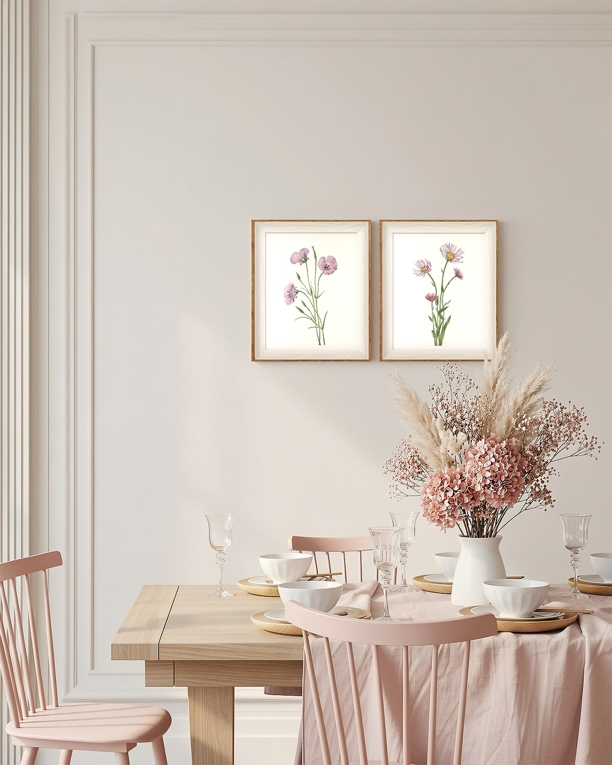 Framed Vintage Sketch Wildflower Botanical Wall Art Set (Wildflower Botanical Set / 12"L x 10"W)