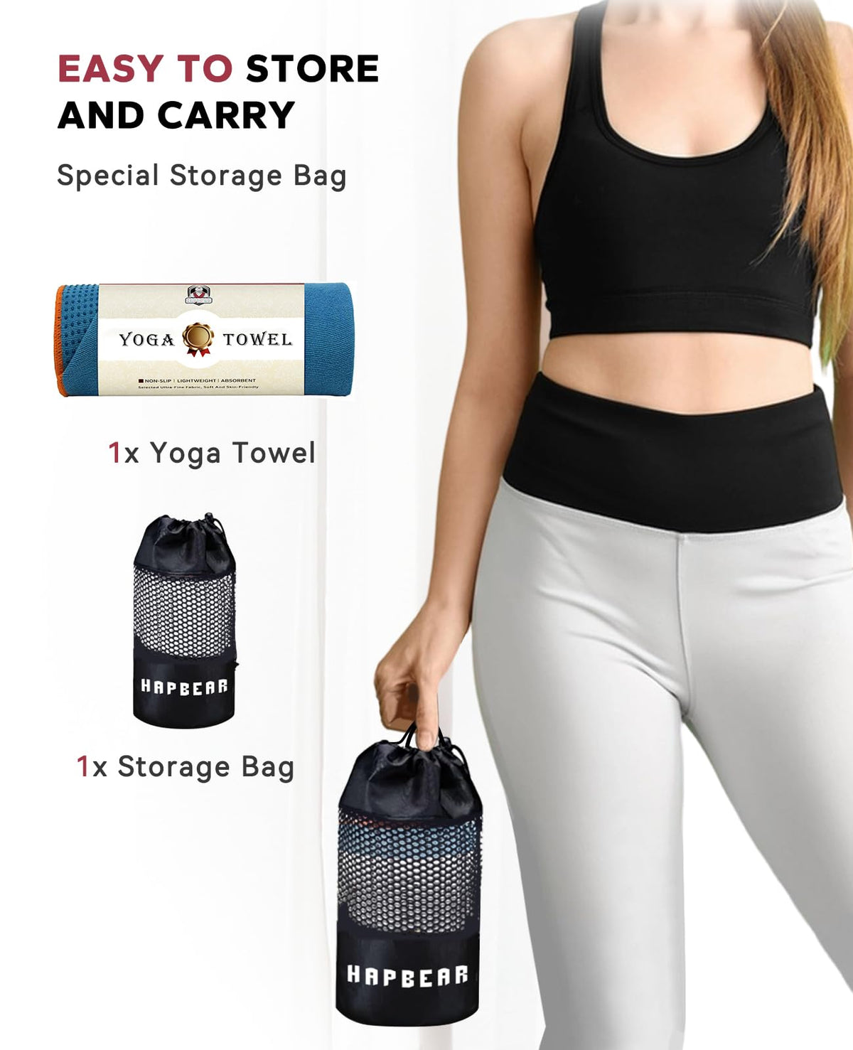 Non Slip Yoga Mat Towel with Grip Dots (Blue)