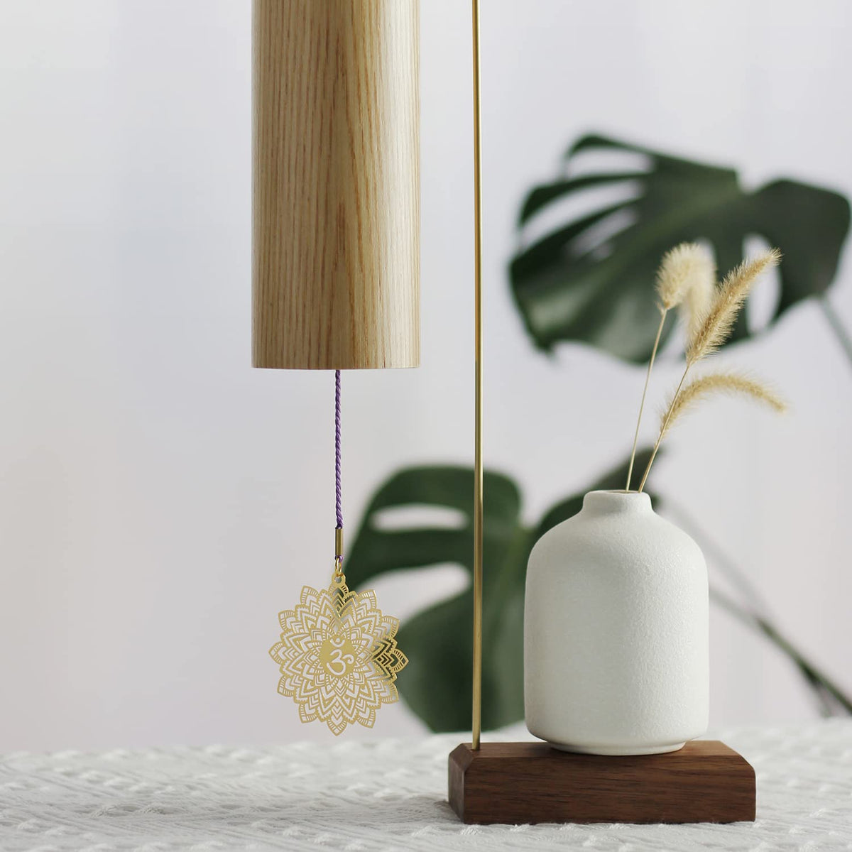 Chakra Chimes Natural Bamboo Wind Chimes Meditation Chord Windchime Wind Bell for Home Decoration Zen Mindfulness Crown Chakra (Crown)