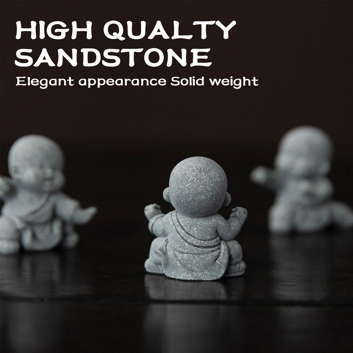 4 PCS Cute Kung Fu Zen Monk Praying Statue (4pcs Grey)