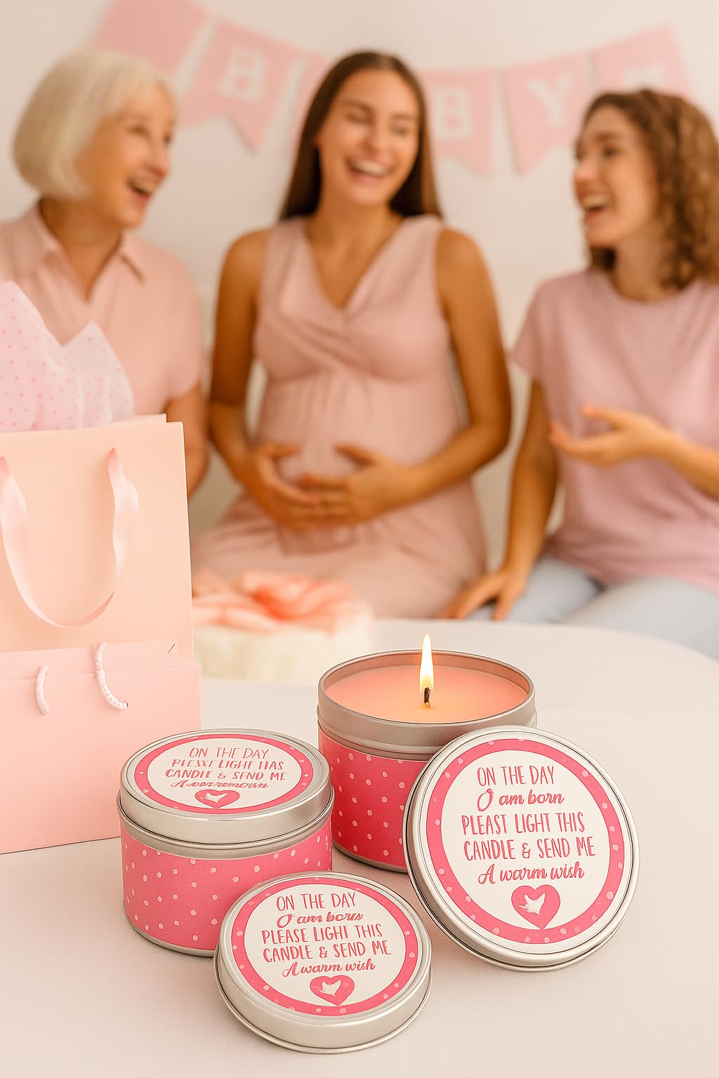 Baby Shower Candle Favors Gift Set (Pink-1-9pk)