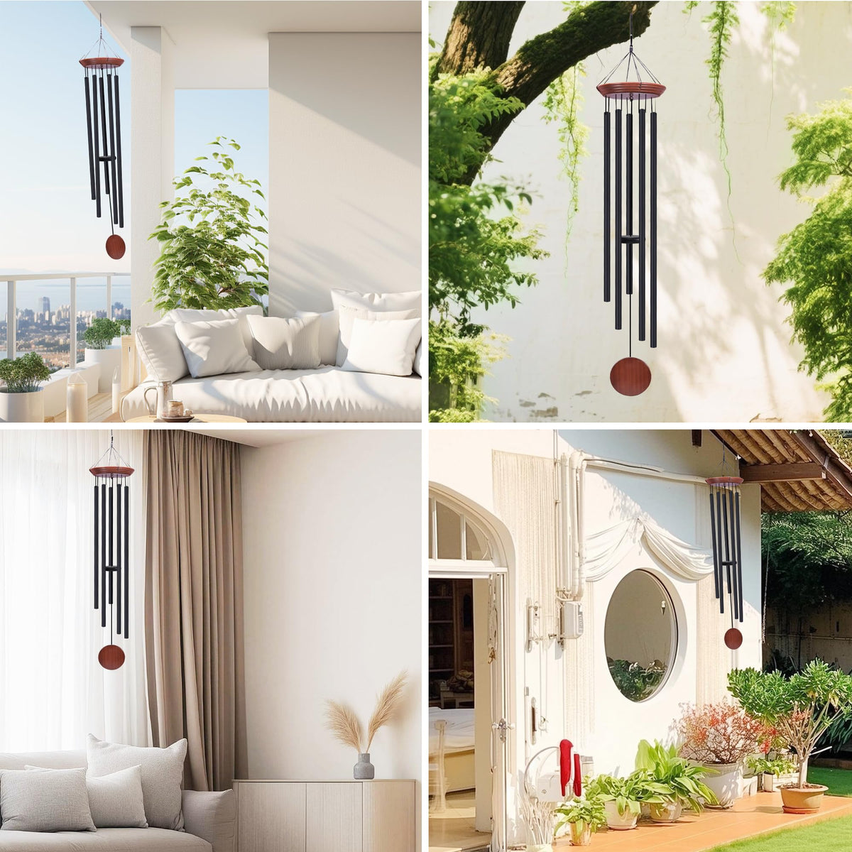 60" Extra Large Memorial Wind Chimes for Outside (Black)