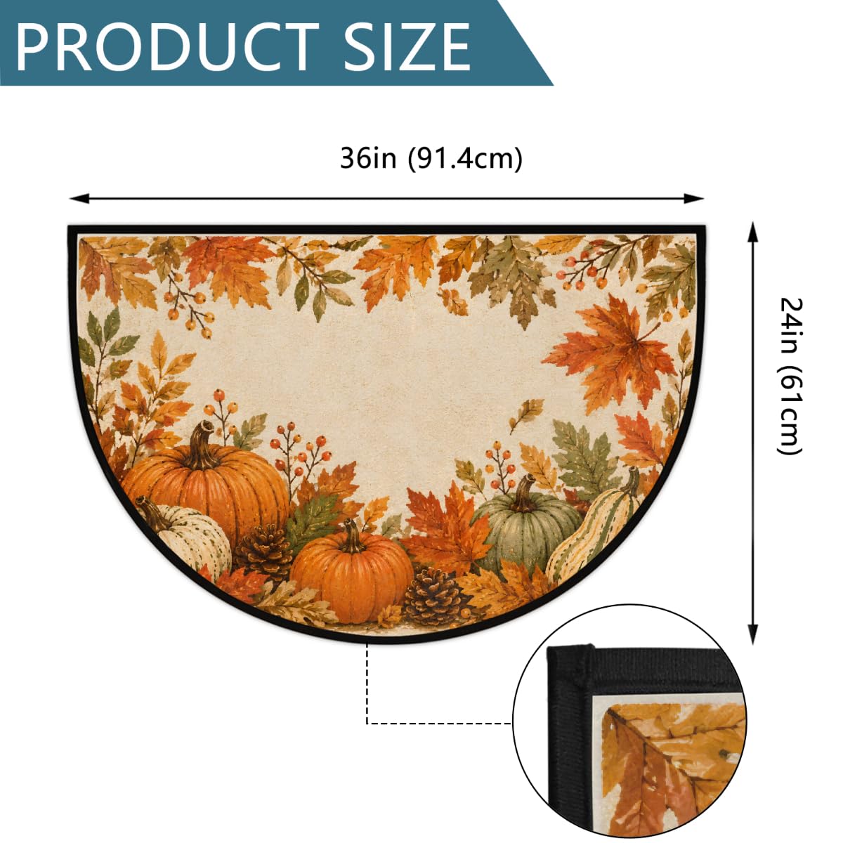 Pumpkin Half Round Door Mat Semi Circle Rug Half Moon Doormat (B:b-20)