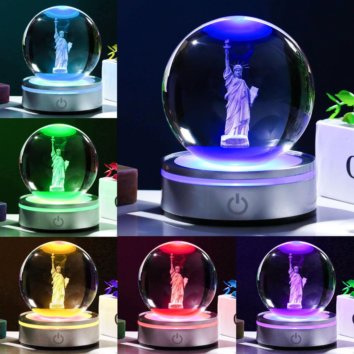 3D Crystal Ball Statue of Liberty Figurine New York Souvenirs (Liberty)