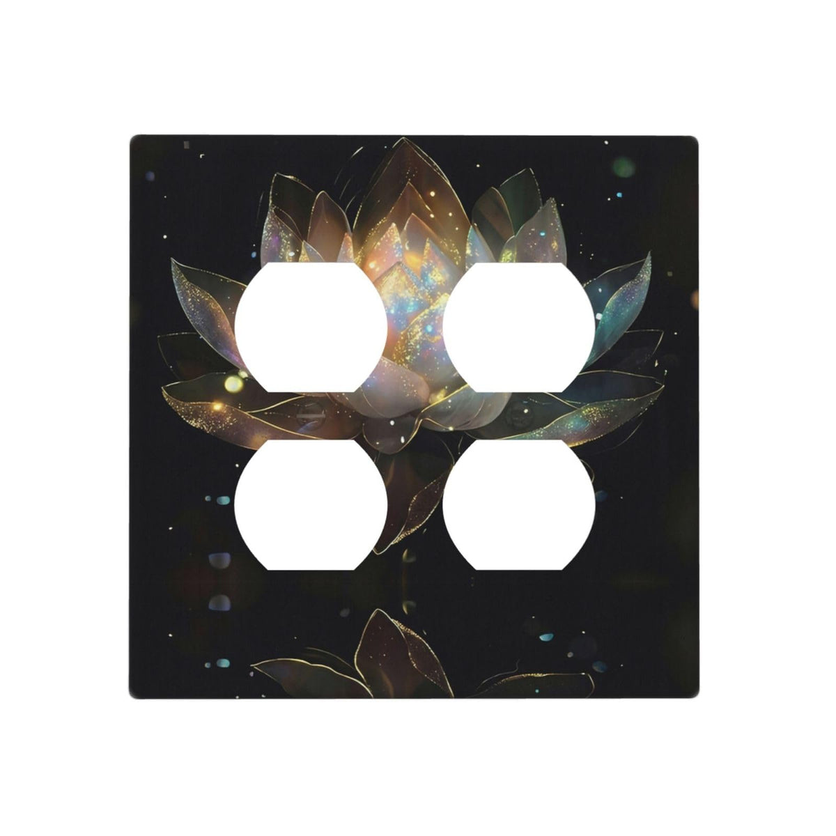 Spa Yoga Zen Lotus Flower 2 Gang 2 Duplex Combination Light Switch Cover Decorative Combo Dual Device Receptacle Switch Face Wall Plate (Spa Yoga Zen Lotus Flower / 2 Gang2 Duplex)