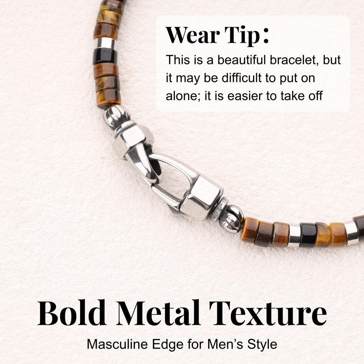 Men's Beaded Bracelet (Tiger Eye / 8.5")