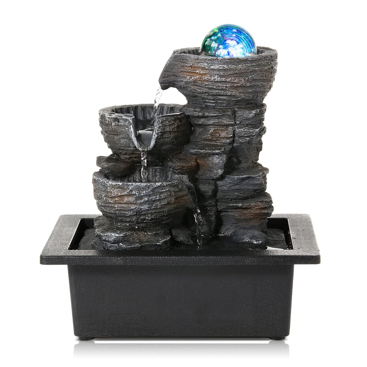 Water Fountain Indoor Tabletop Waterfall Fountain with LED (Style 1)