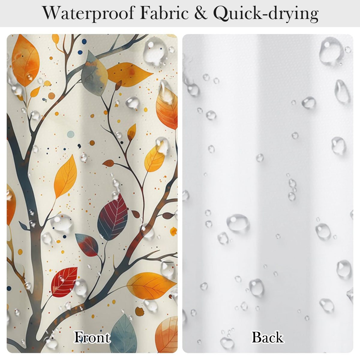 Watercolor Tree Shower Curtain with Hooks (Watercolor Leaf / 72"W x 78"L (Pack of 1))