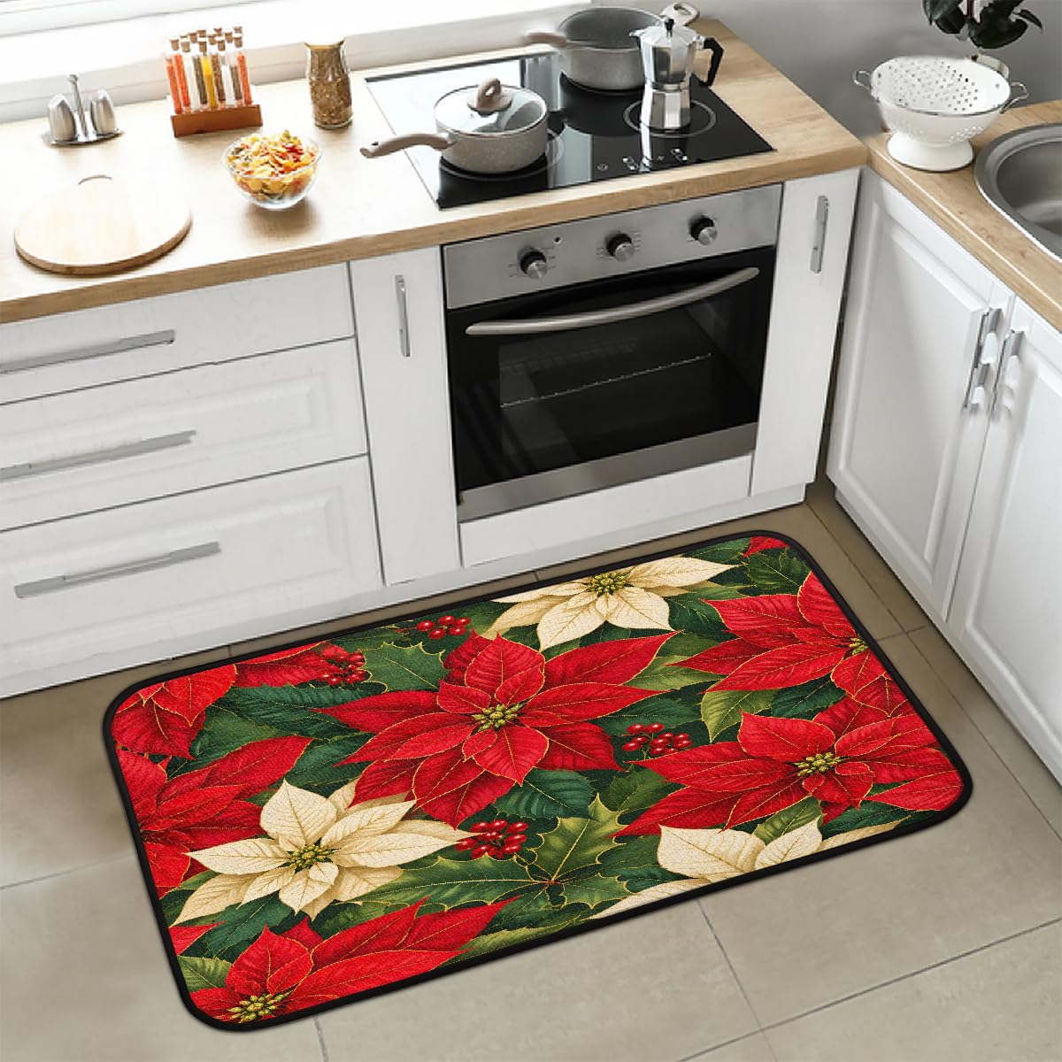 Christmas Kitchen Rugs Kitchen Mats Non Slip Floor Mat (Z:g-color 1)