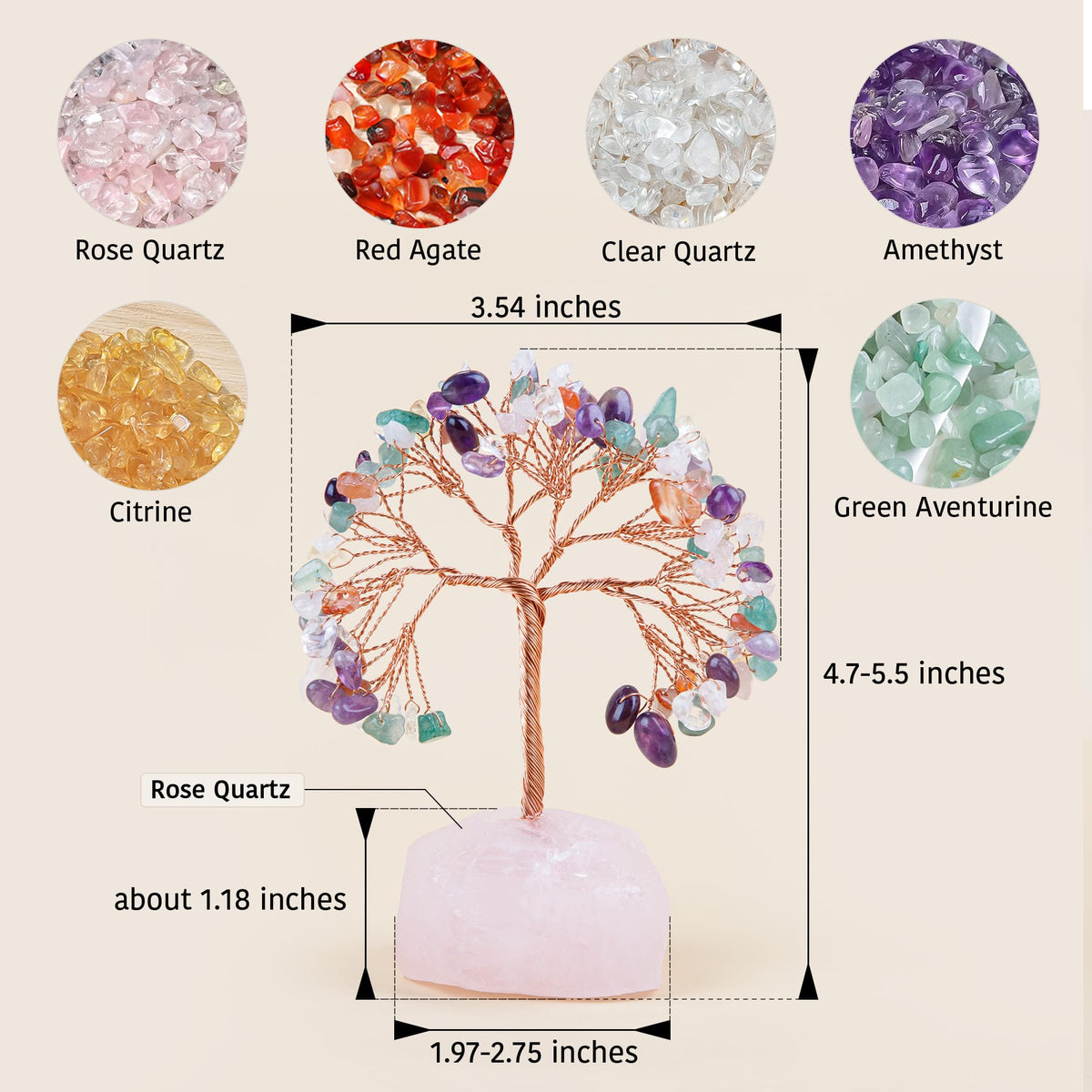 7 Chakra Healing Crystals Stones Tree of Life (7chakra_stone Pedestal)