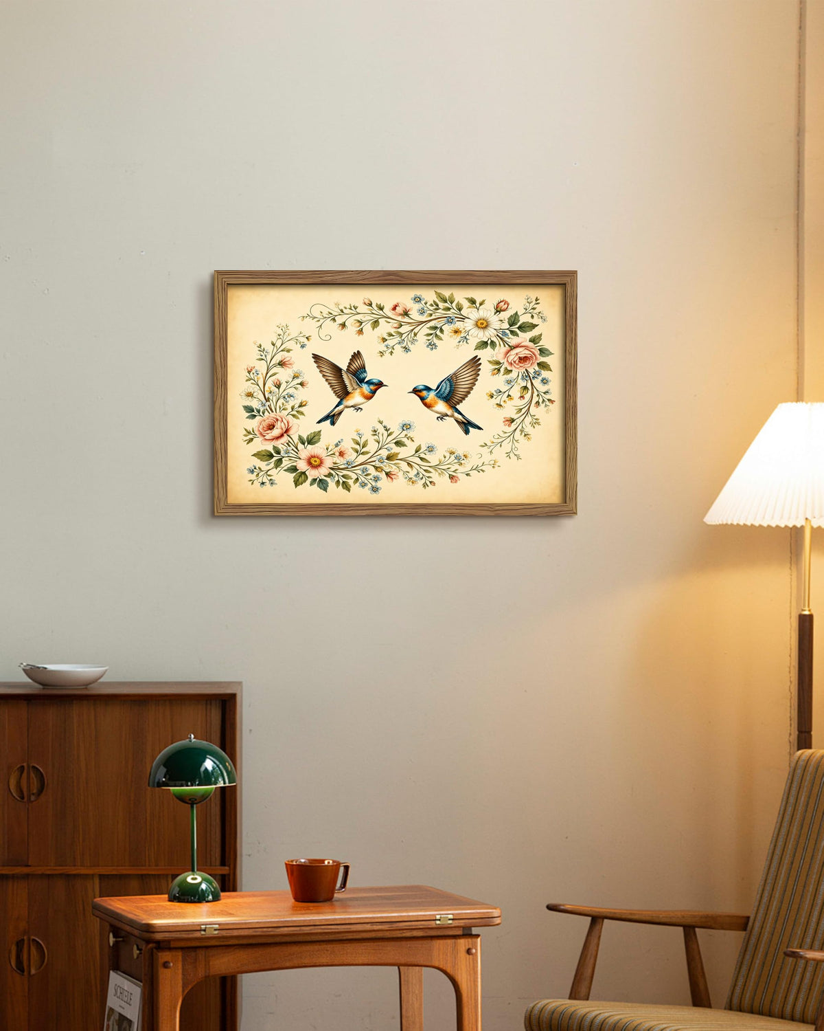 Vintage kingfisher Framed Canvas Wall Art (B-kingfisher / 24"L x 16"W)