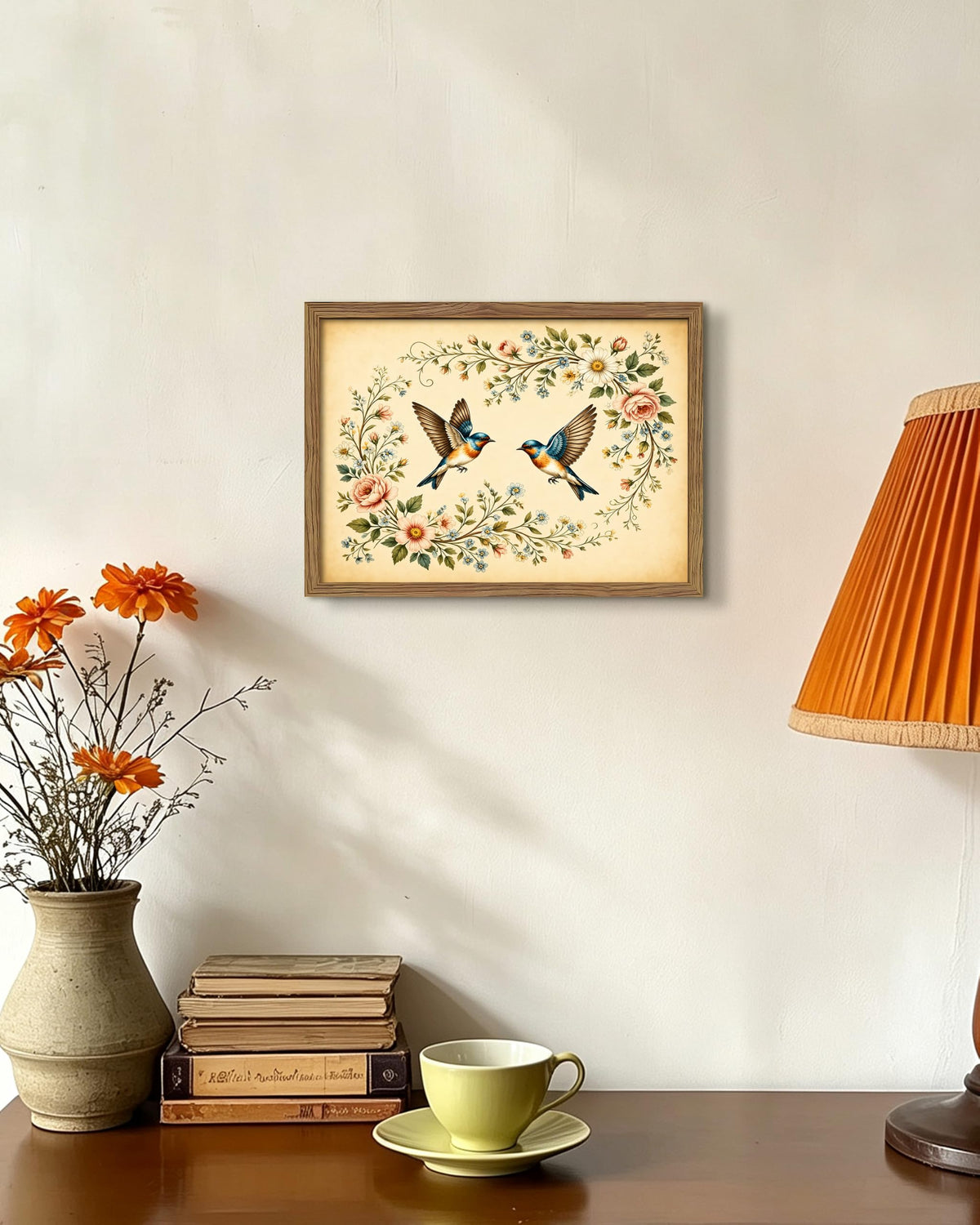 Vintage kingfisher Framed Canvas Wall Art (B-kingfisher / 16"L x 12"W)
