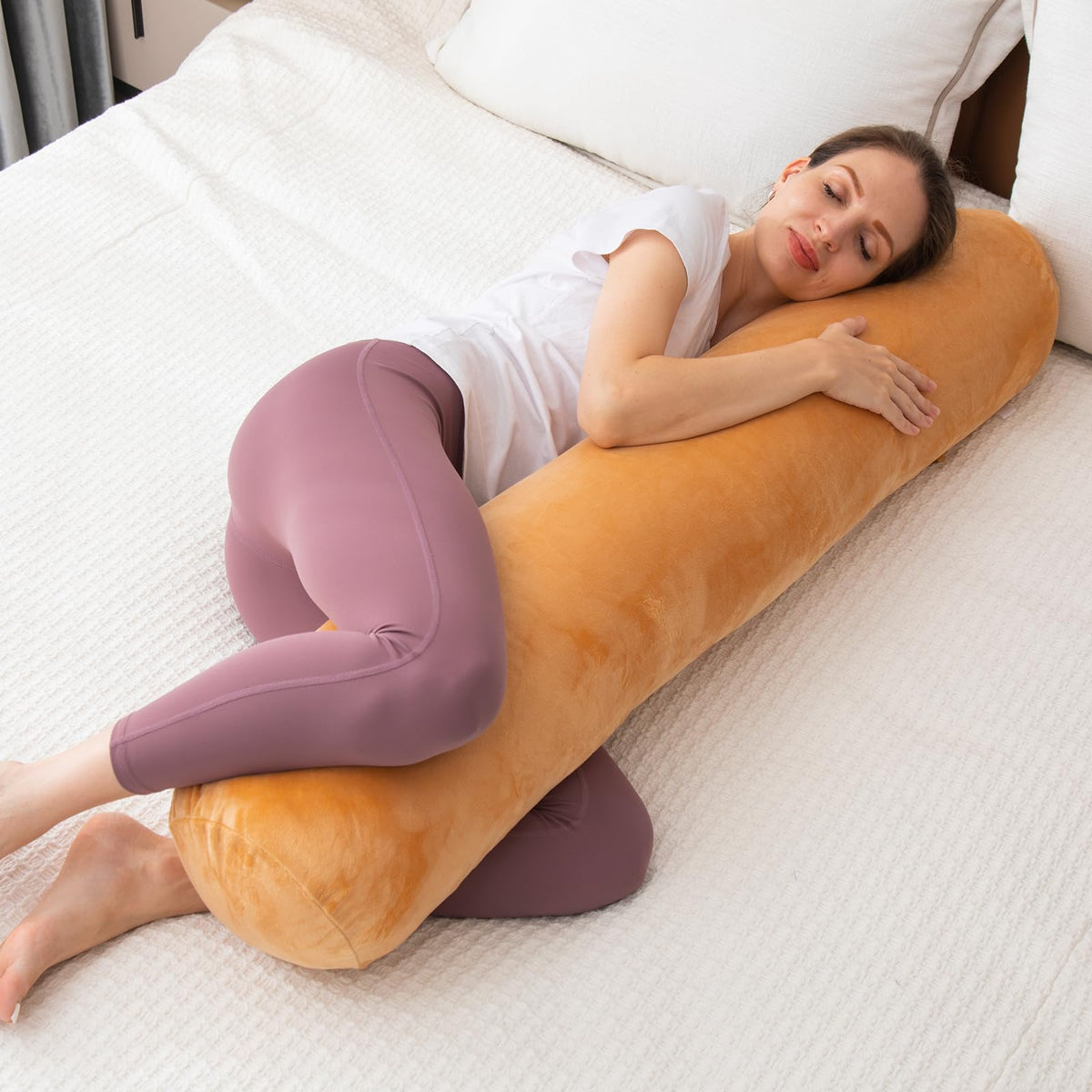 Bolster Pillow for Bed (Brown / 47 inch)