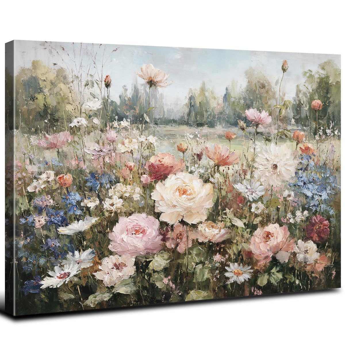 Pink Flower Wall Art Bathroom Decor Vintage Floral Canvas Pictures Rustic Farmhouse Wildflowers Prints Abstract Botanical Landscape Paintings Poster Rose Aesthetic Artwork for Home Decoration 12x16" (16"L x 12"W / Pink Flower)