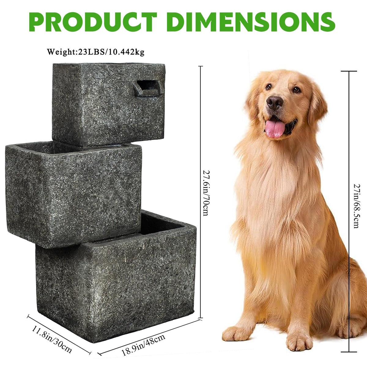3 Tier Square Outdoor Water Fountain