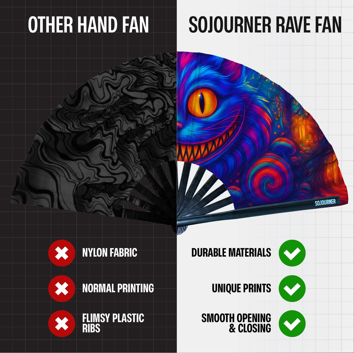 SoJourner Folding Rave Fan (Cheshire Cat)