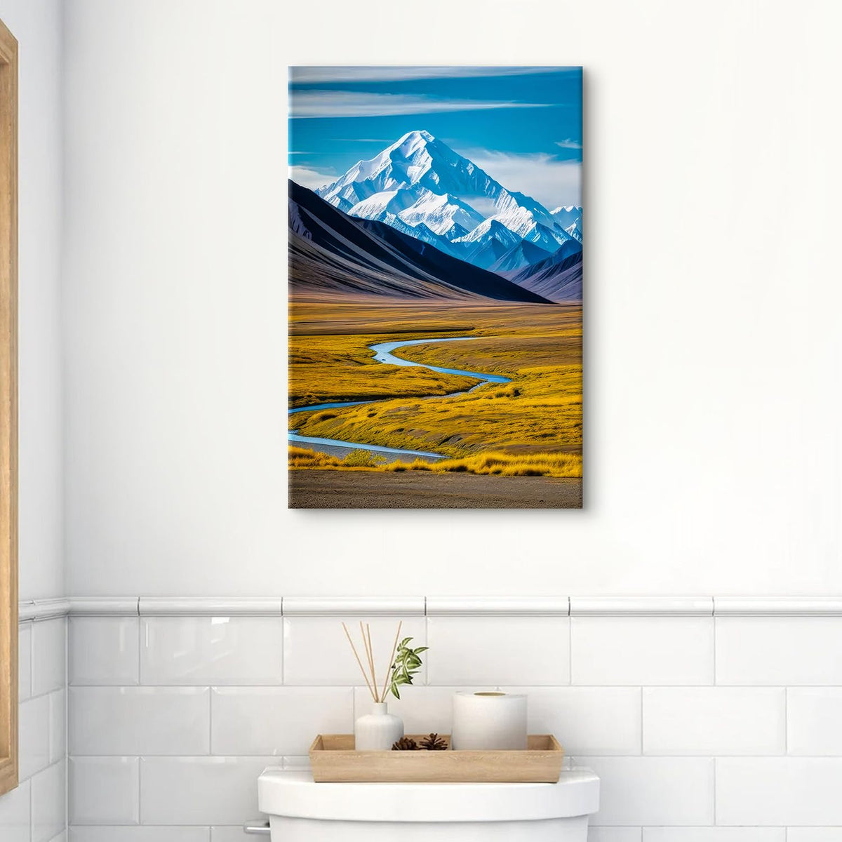 McKinley Mountain Wall Art Denali National Park Pictures Bathroom Decor Mountain Landscape Canvas Photo Alaska Scenery Painting Nature Artwork for Bedroom Living Room Home Decoration 16x24" (24"L x 16"W / McKinley)