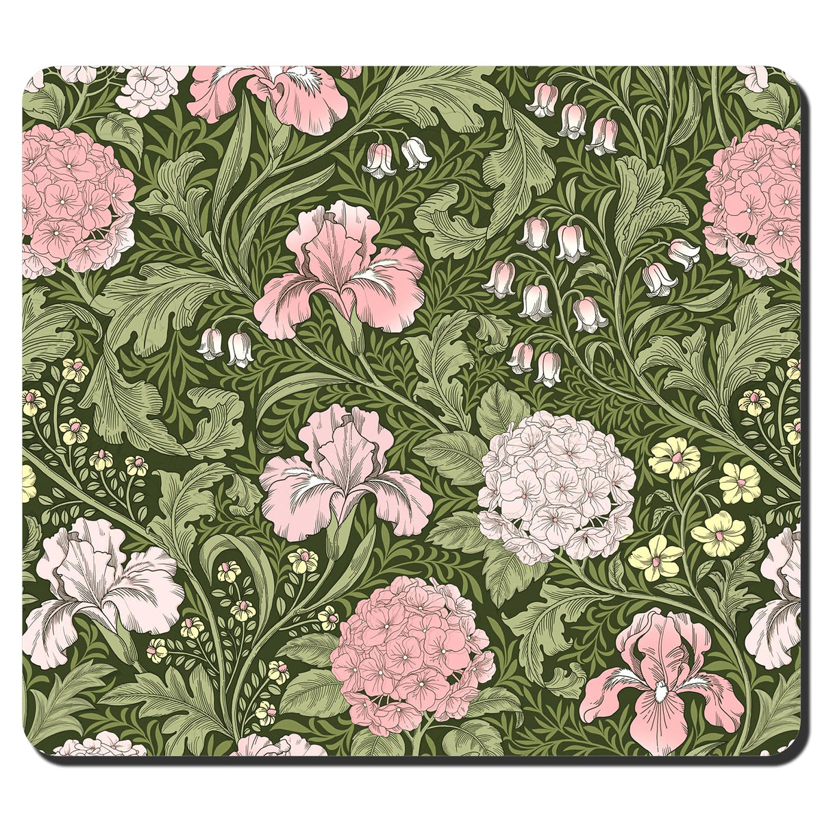 Dish Drying Mat for Kitchen Counter (Pink Iris Hydrangea / 16" x 18")