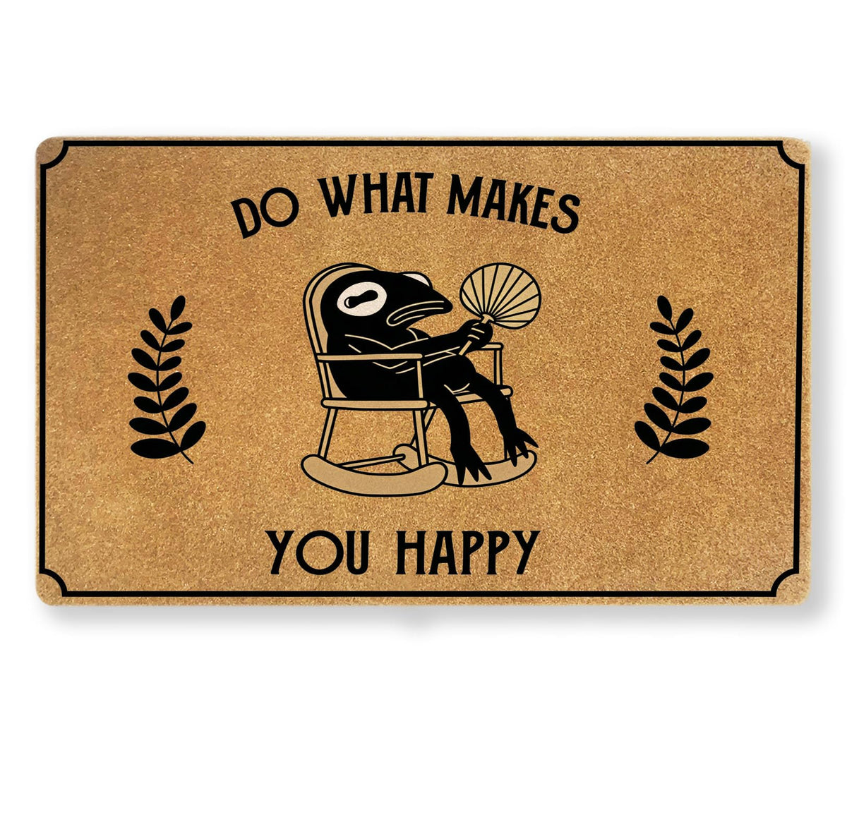 Retro Zen Frog Do What Makes You Happy Coir Welcome Doormat 17x30 (Happy Frog)