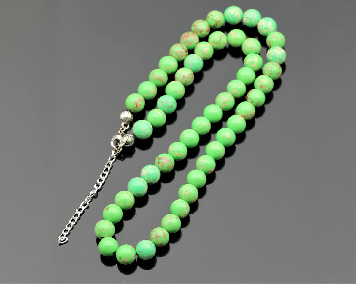 Natural Green Imperial Jasper Beaded Choker Necklace (Green Imperial Jasper / 30 Inches)
