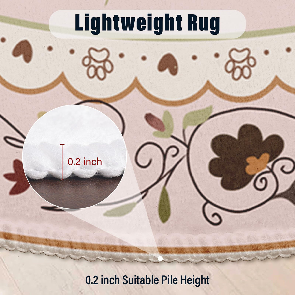 Animal Cat Round Area Rug 5ft (Daily-pink / 5' (Round))