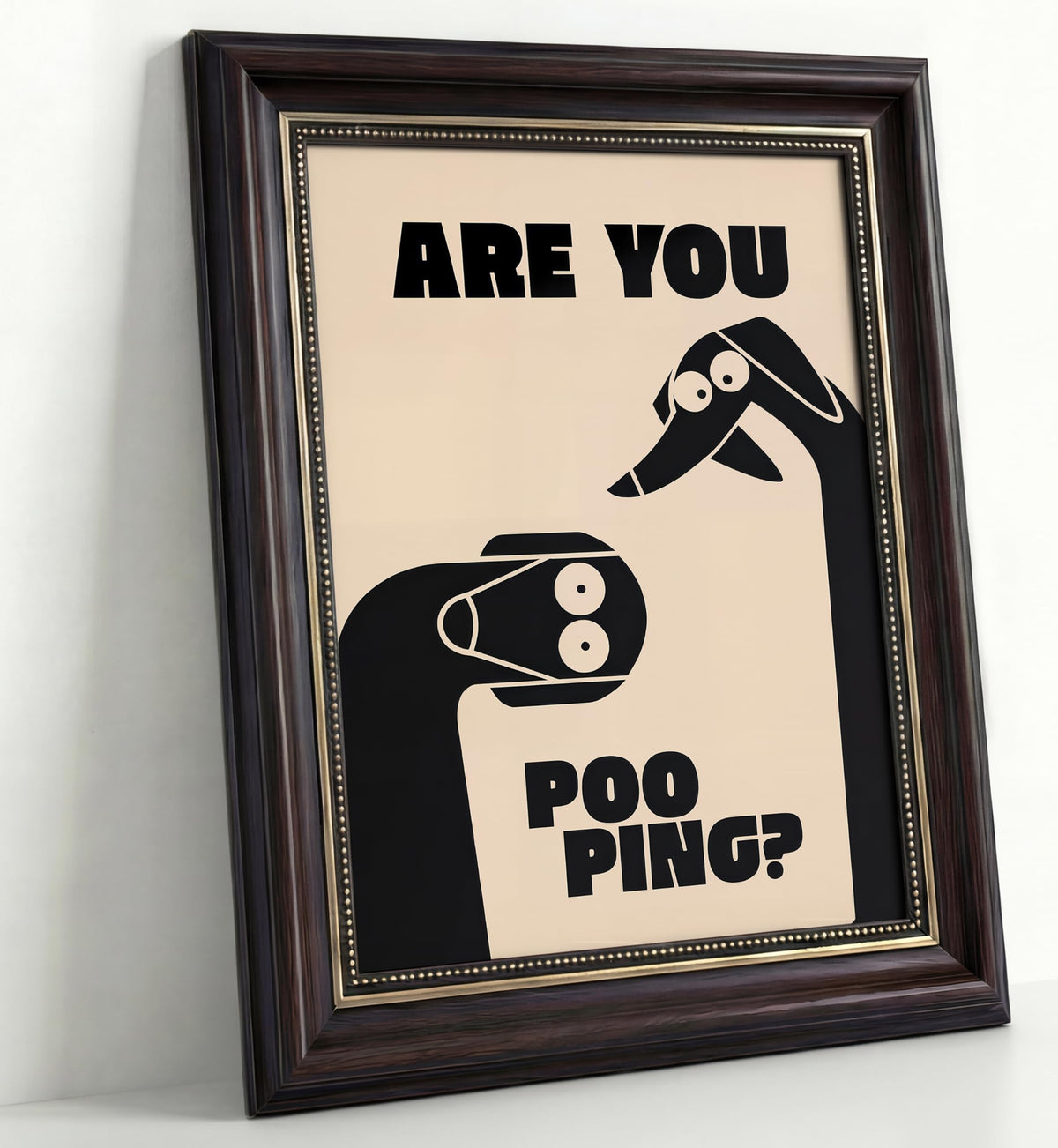 Dark Brown Framed Funny Bathroom Dog Canvas Wall Art Are You Pooping Wall Decor Picture Humor Bathrooms Animal Poster Print Painting for Toilet And Restroom Prepare To Hang (Bathroom Dog / 16"L x 12"W)