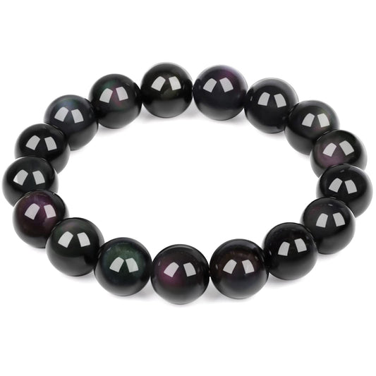 Black Obsidian Bracelet for men women (Obsidian 14MM)