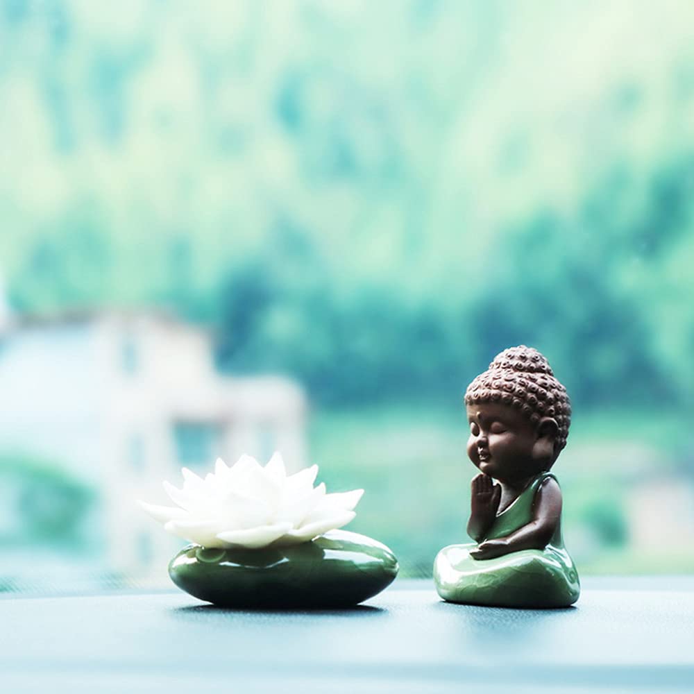 Ceramic Tiny Cute Baby Buddha Statue Monk Figurine (E)