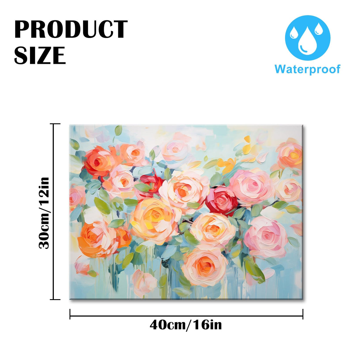 Roses Wall Art Canvas Colorful Flower Pictures Abstract Floral Decor for Living Room Bedroom Home Decorations Framed Ready To Hang 12x16 inches (16"L x 12"W / Roses)