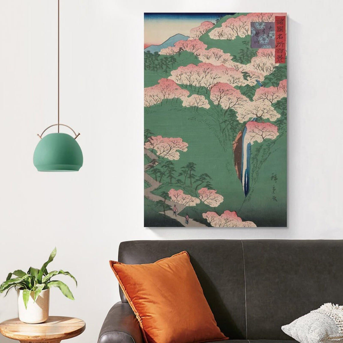 Utagawa Hiroshige Yamato Yoshinoyama Canvas Printing Wall Art Prints Japanese Ukiyoe Cherry Blossom Mountain Waterfall Landscape Posters Zen Japandi Living Room Bedroom Wall Decor 16x24inch (style-10 / 24"L x 16"W)