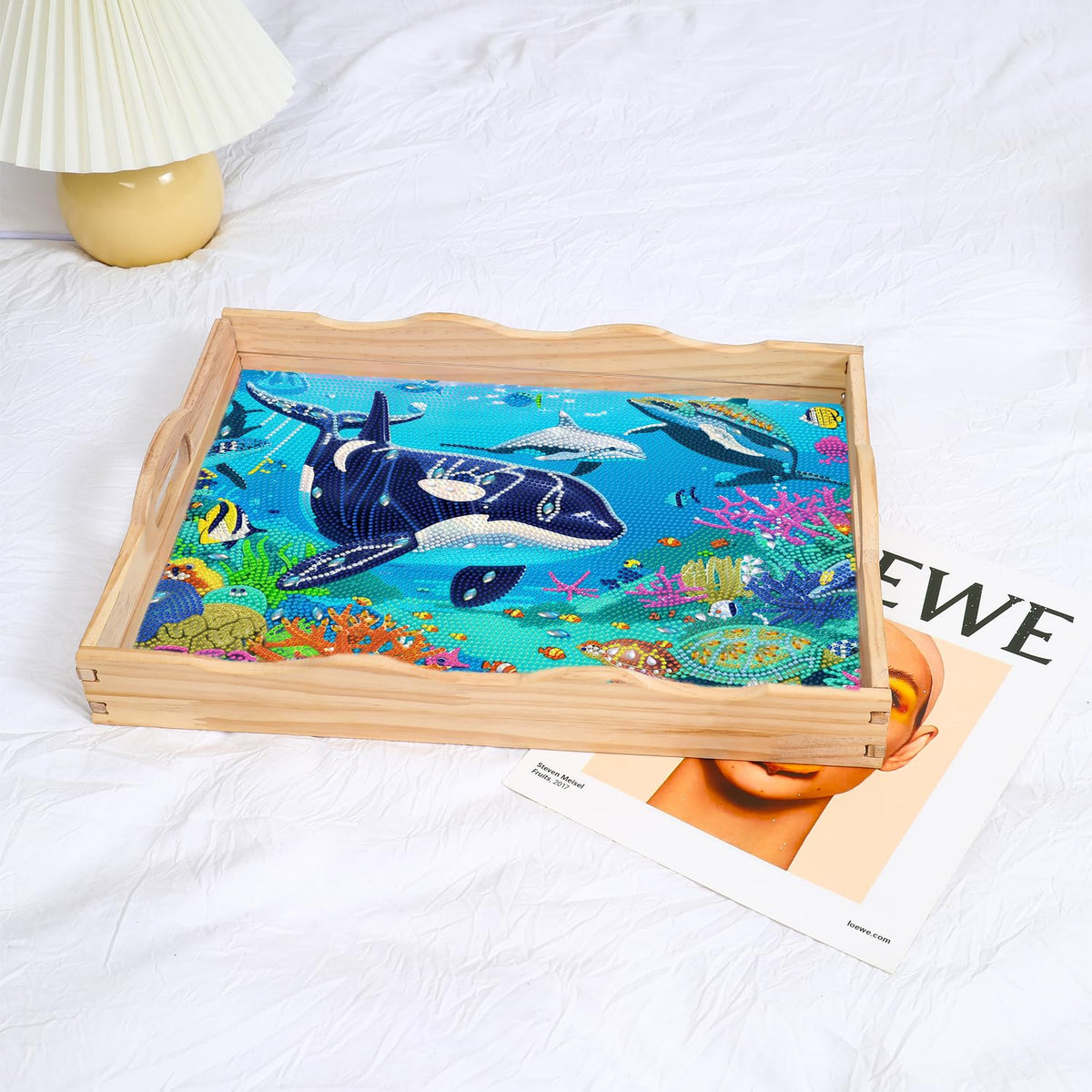 5D Diamond Art Tray with Handle Sea World Diamond Painting Plate (Dolphin Big C)
