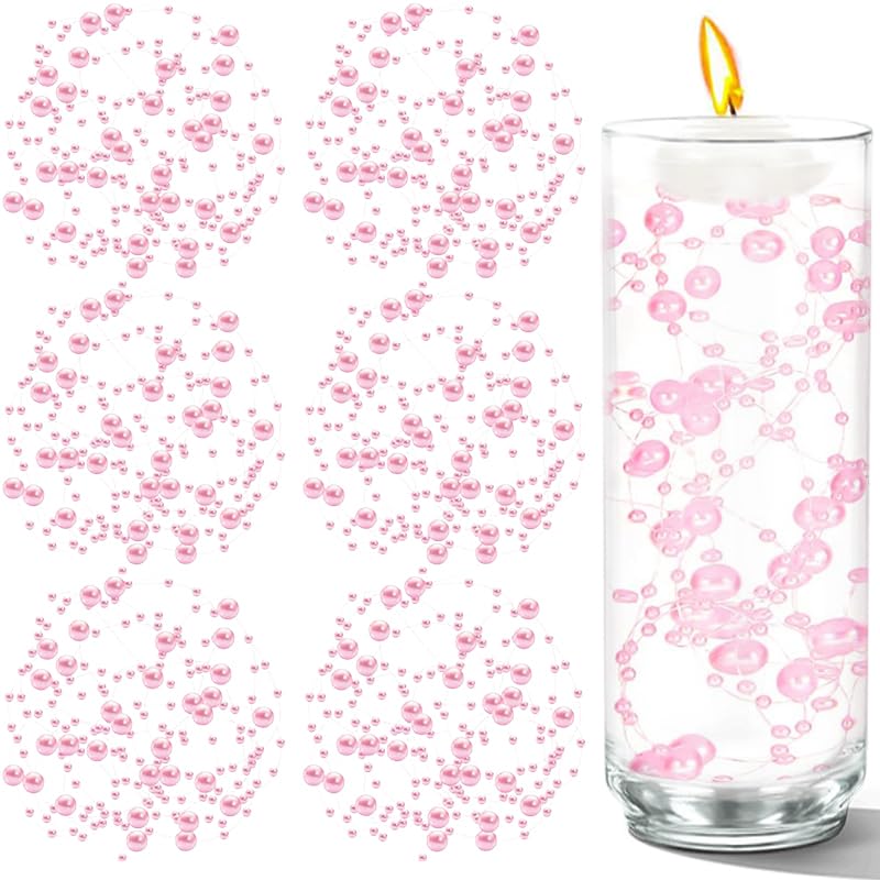 50 PCS Artificial Floating Beads for Centerpieces Vases (Lightpink / 8+3mm(50pcs))