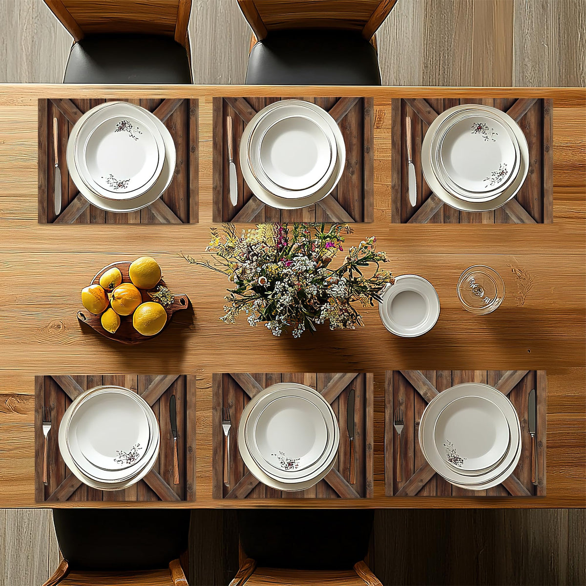 Vintage Barn Door Placemats Set of 6 (Vintage Barn Door Wooden)