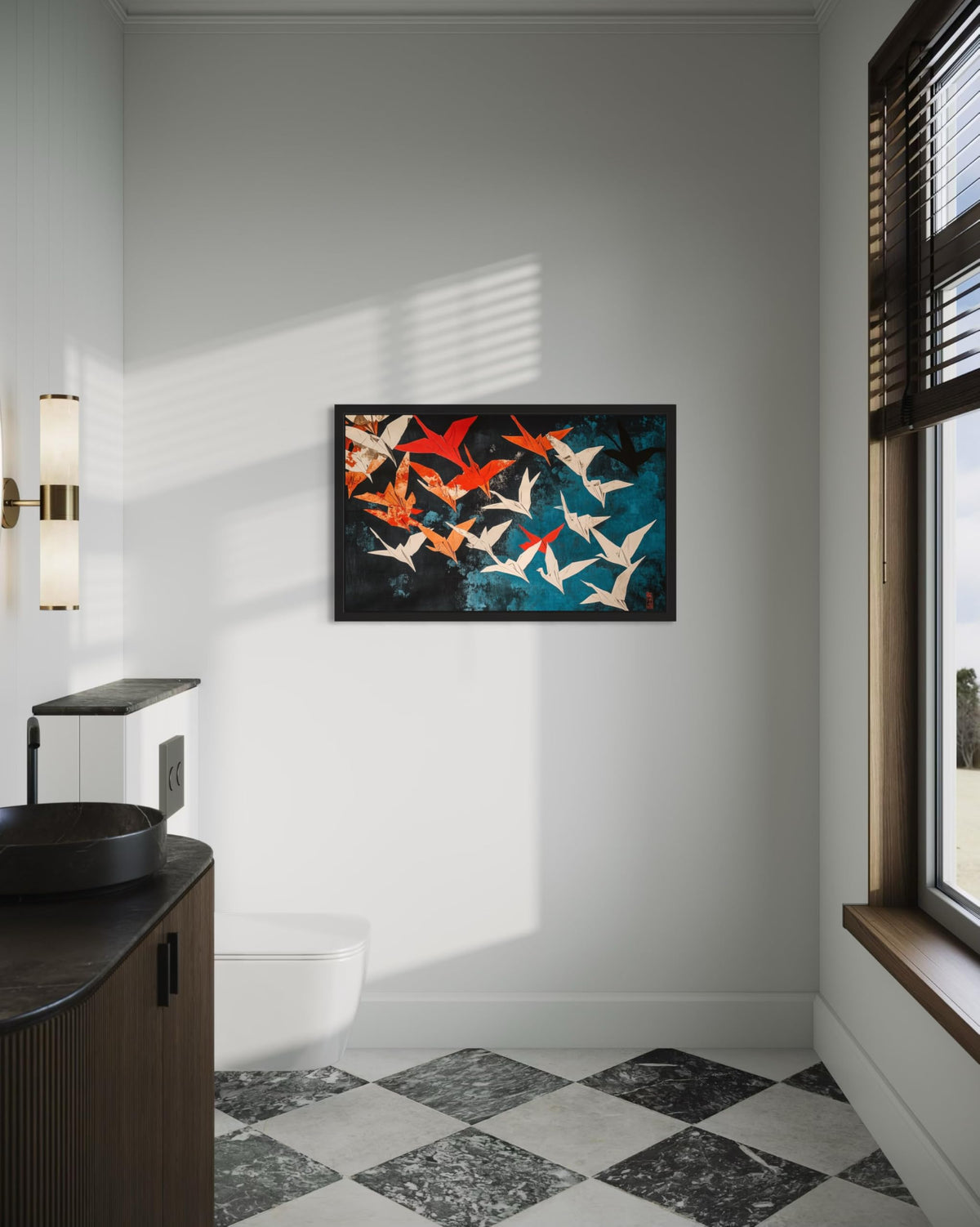 Origami Cranes Unframed Wall Art Print Poster (Origami Cranes / 20"L x 16"W)