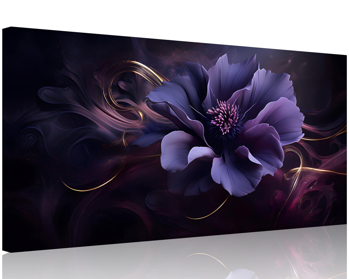 1 Panel Purple Abstract Flower Print Wall Art (16"L x 8"W / Purple Flower 8)