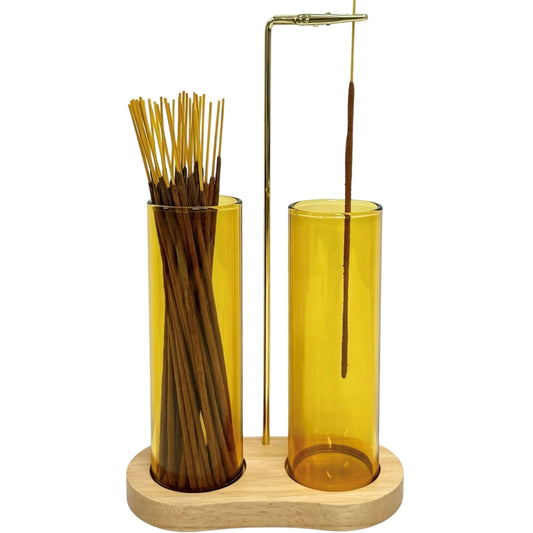 Yellow Glass Incense Holder (Yellow)
