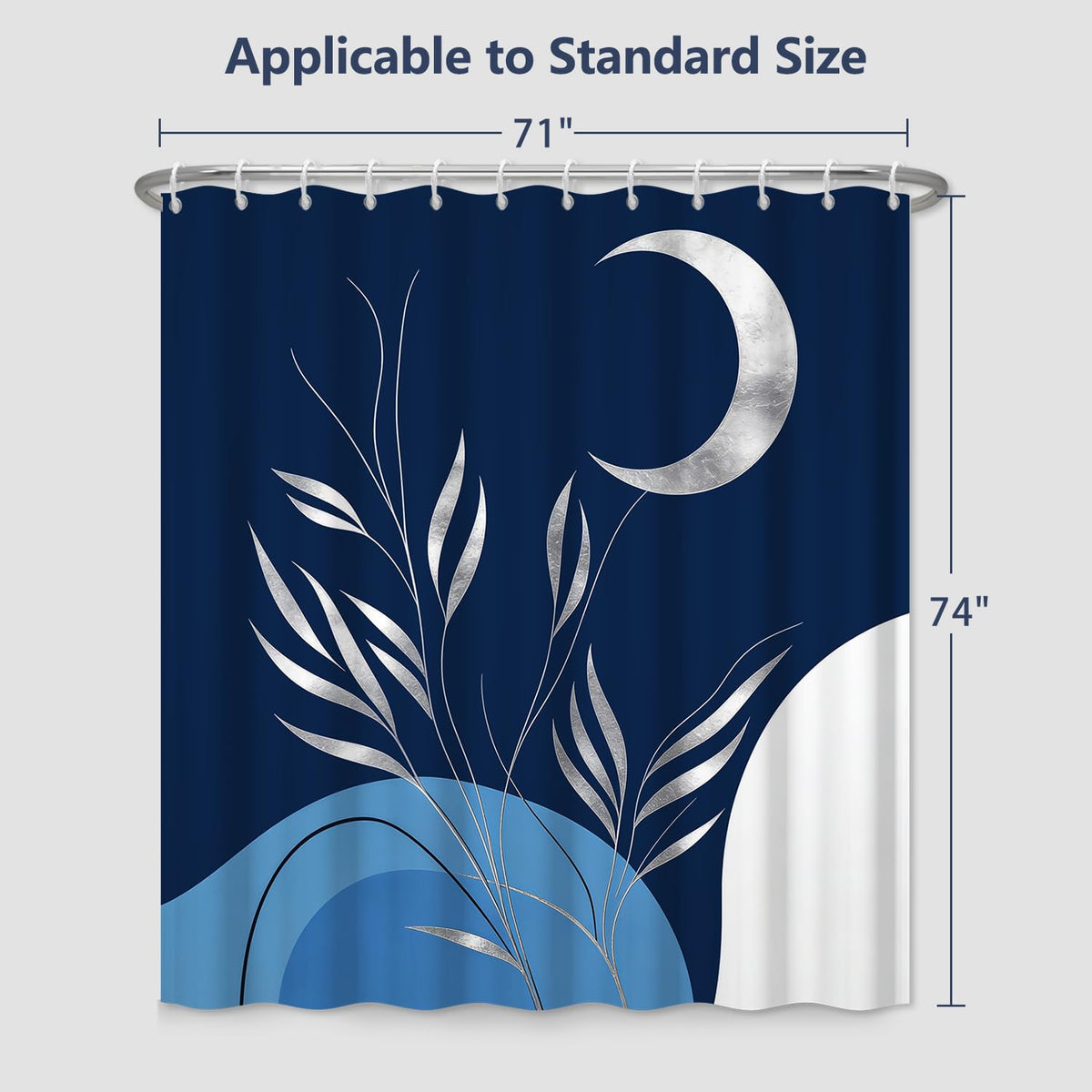 71″ x 74″ Modern Abstract Shower Curtain with Hooks (Boho Moon)