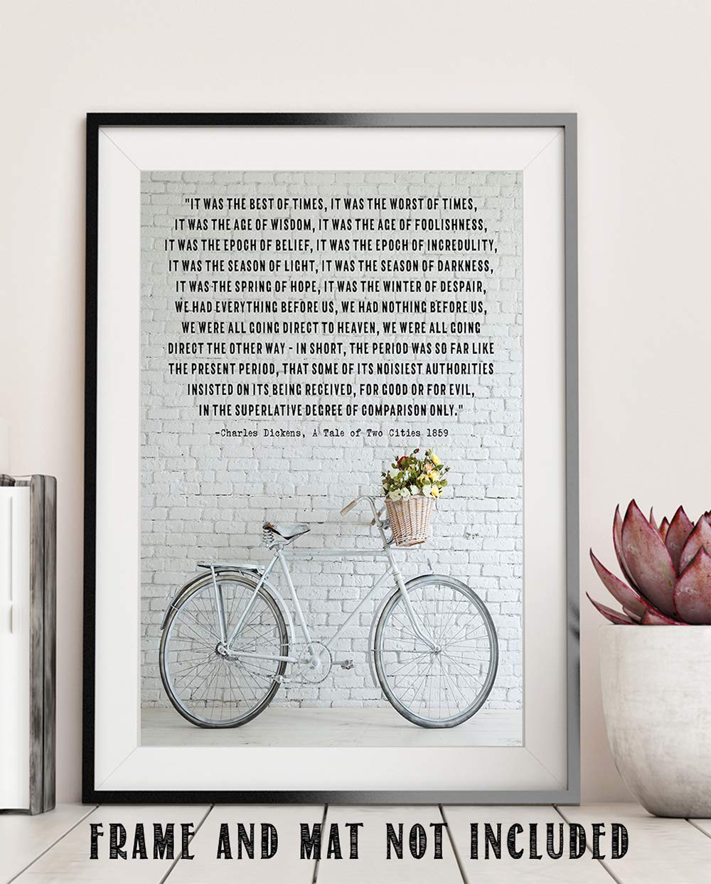 Charles Dickens Inspirational Quotes Wall Art Decor (Vintage Bike)