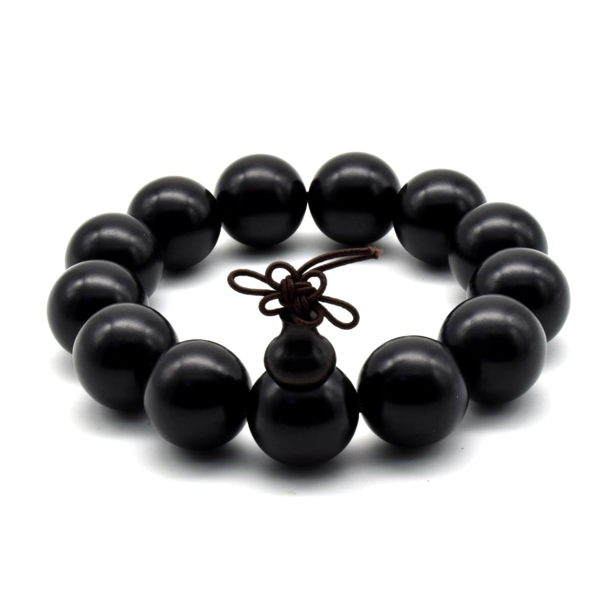 Unisex Natural Ebony Wood Buddhist Prayer Bead Necklace Bracelet Tibetan Prayer Mala Beaded Black (18mm 13beads)