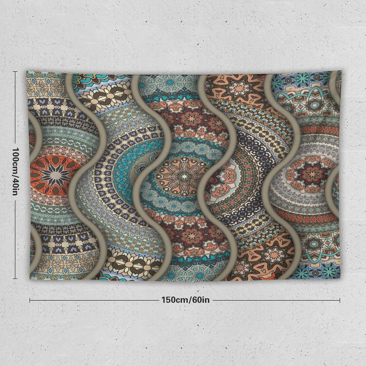 Colorful Bohemian Tapestry Wall Hanging Vintage Floral Mandala Flower Aztec Boho Tapestries Home Decor for Living Room Bedroom Apartment Farmhouse Dorm 40"x60" (40"L x 60"W / Mandala-21)