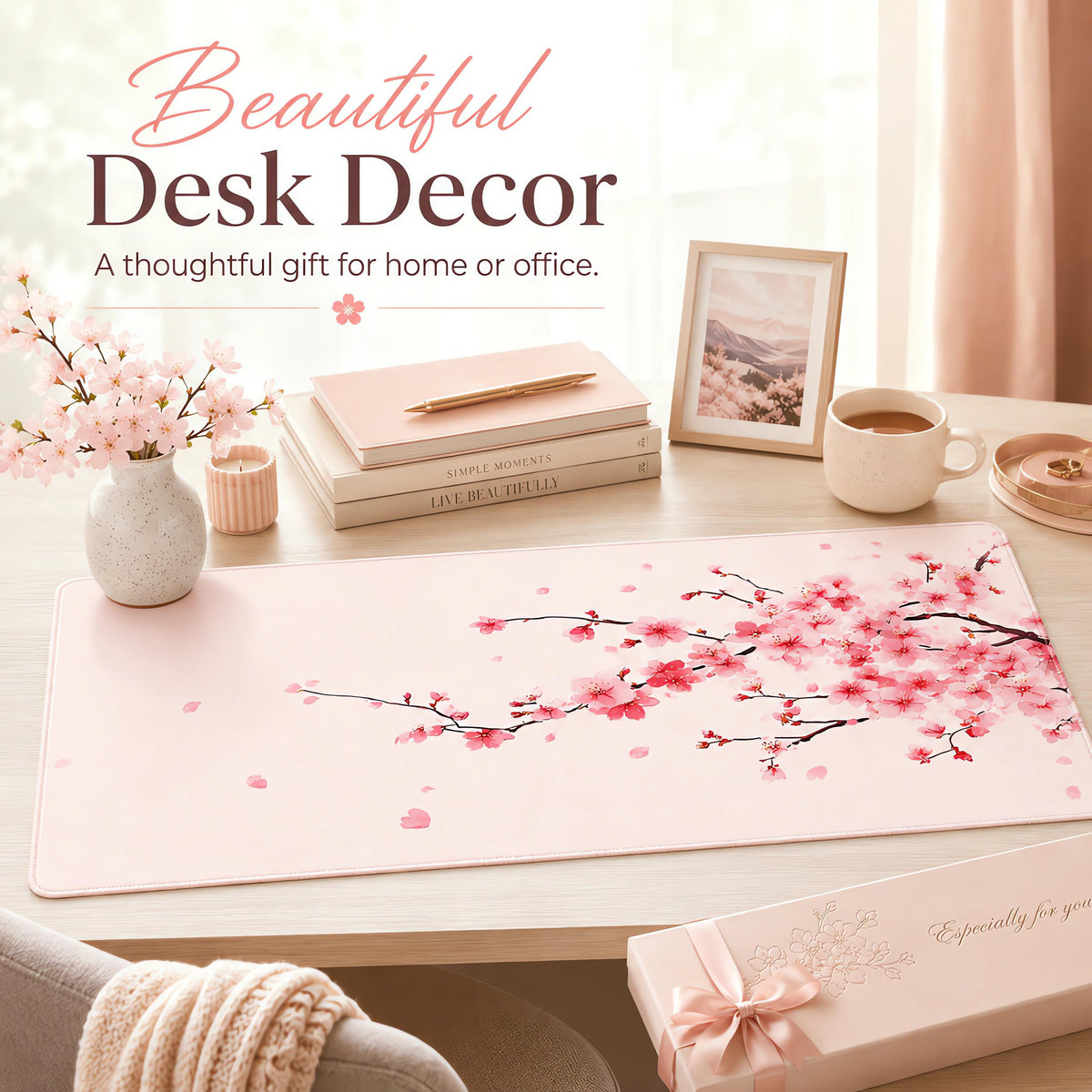 Cherry Blossom Desk Mat (Pink Cherry Blossom)