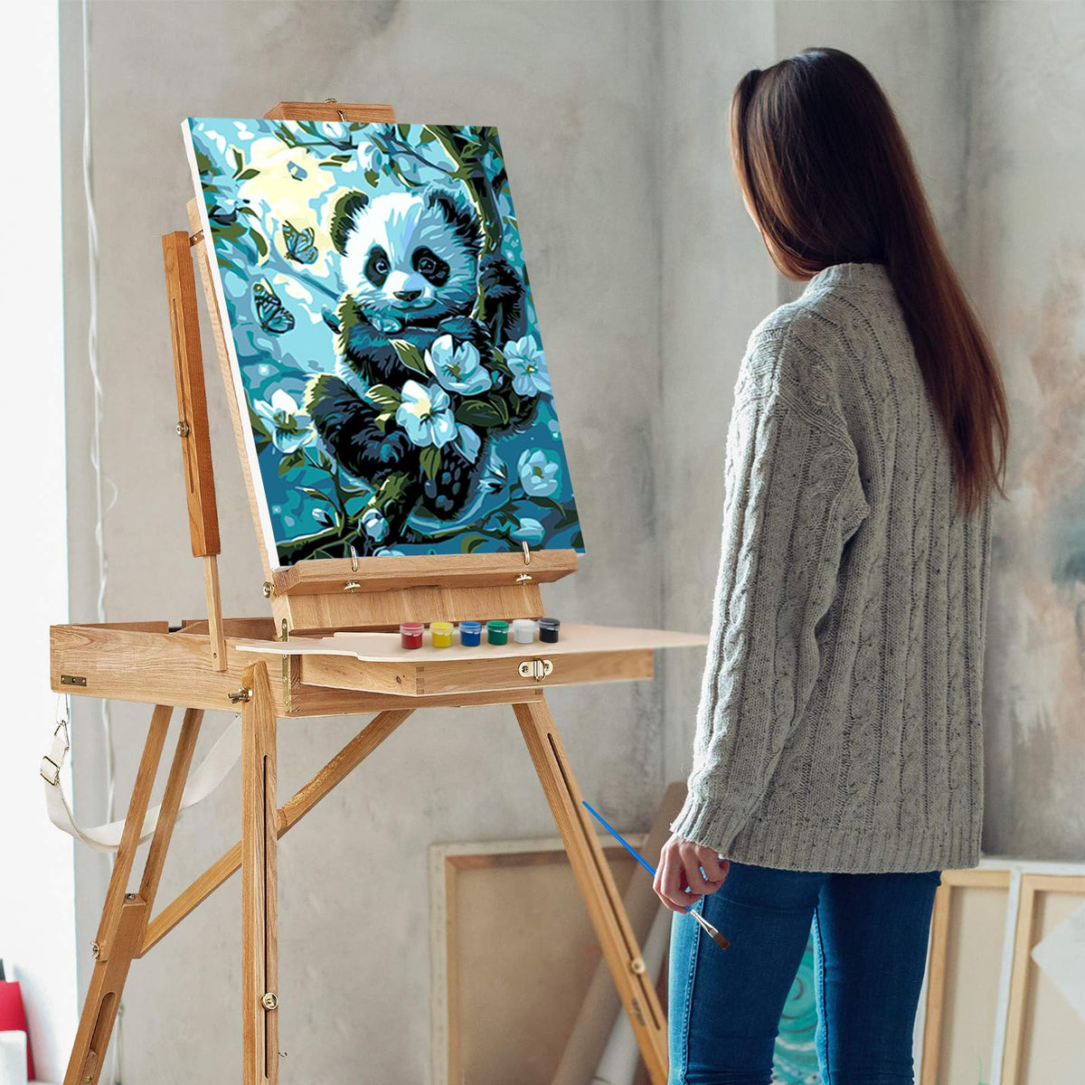 Panda Paint by Numbers Kit with Frame for Adults