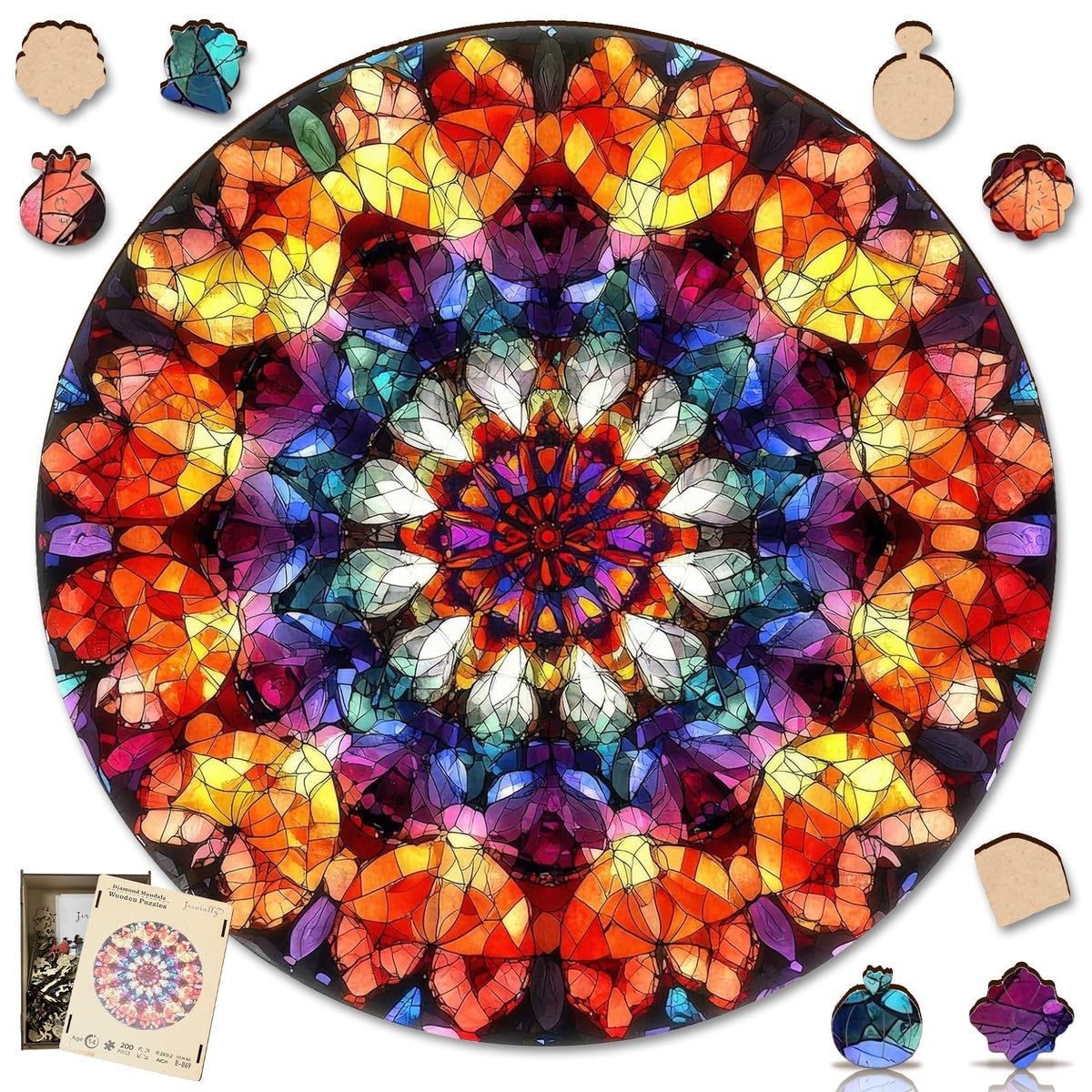 Wooden Puzzles for Adult (200Pcs / Flame Mandela)